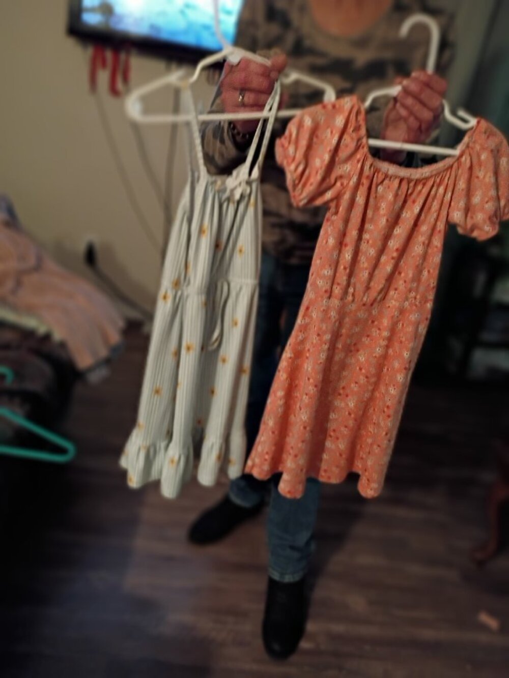 Girls Blue Striped Floral Sundress Size 6-7
